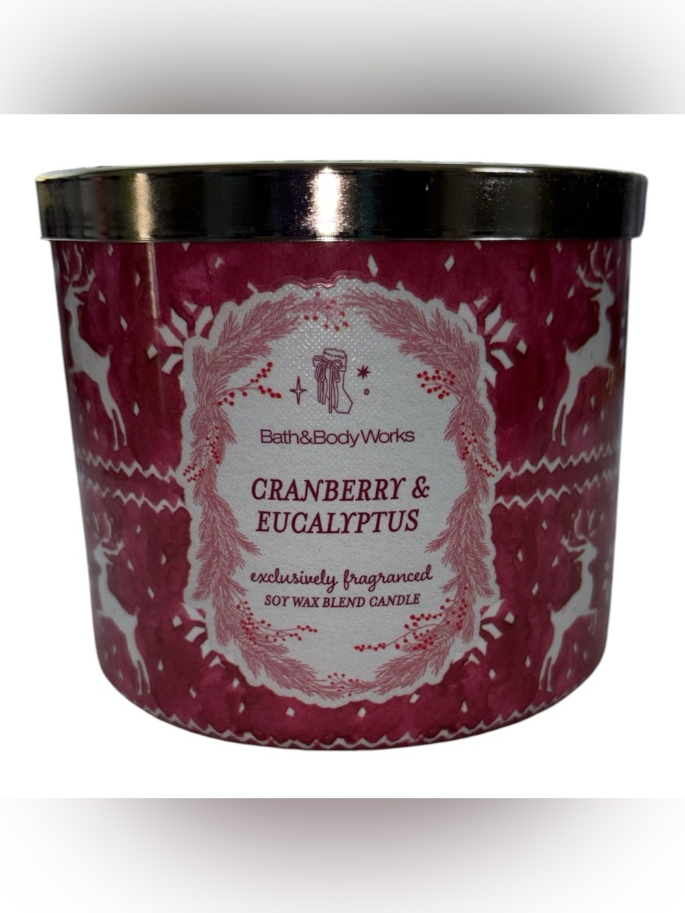 Bath & Body Works Cranberry & Eucalyptus Candle 3 wick 14.5 oz jar NWT